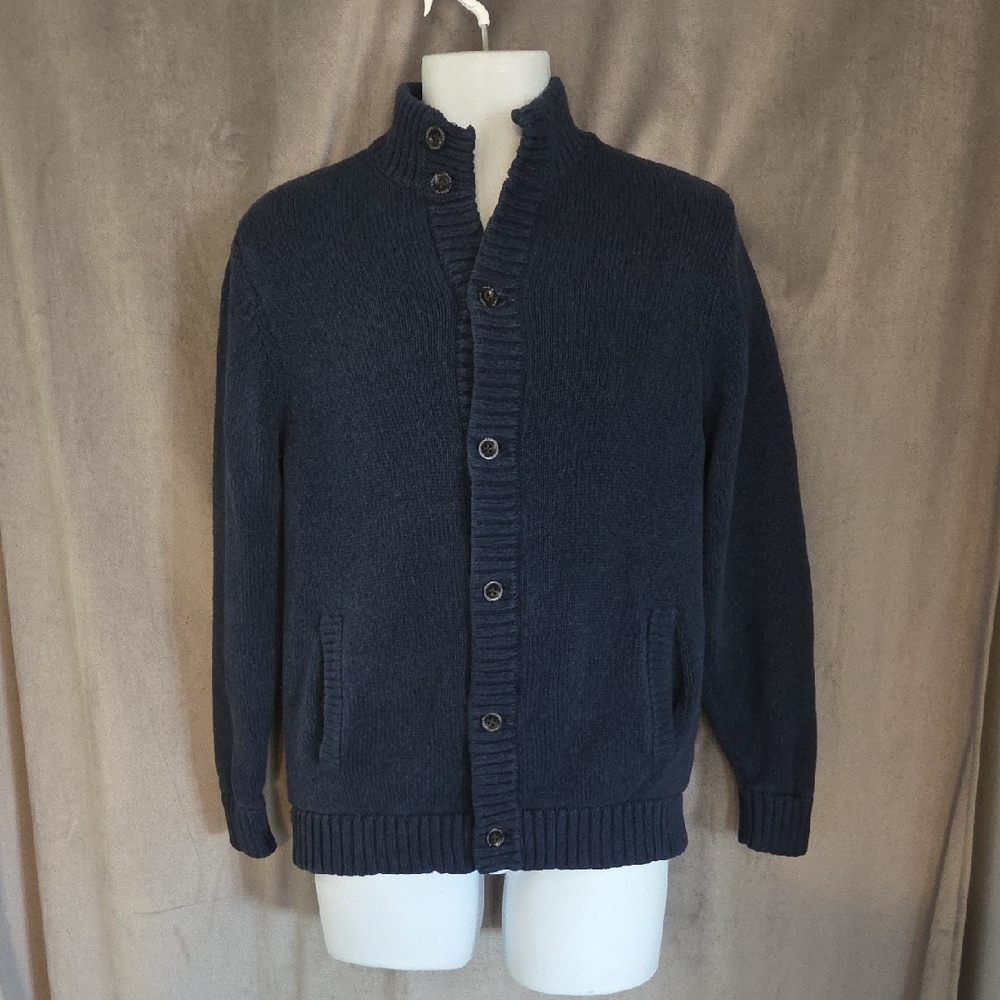 Chaps Size Small Very Warm Navy Button-Up Cardigan Sweater